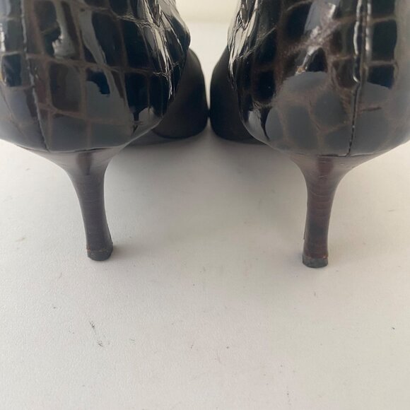 A. Marinelli Ankle Boots Shoes Pointed Toe Brown Crocodile - Picture 8 of 11